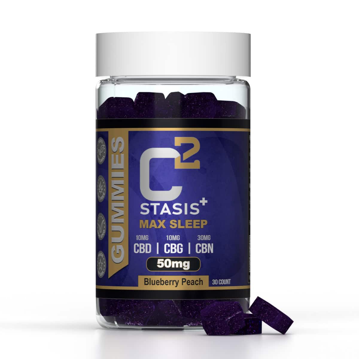 C2 Stasis Plus 50mg Max Sleep CBD CBG CBN Gummies