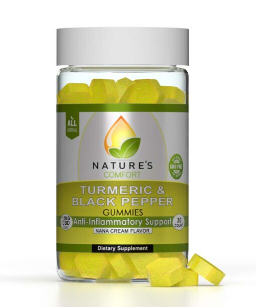 Nature's Comfort Turmeric and Black Pepper Gummies with CBD