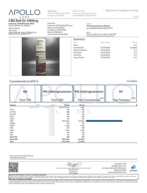 Tru Infusion 1000mg Freeze CBD Roll On with Menthol & Lidocaine - Image 2