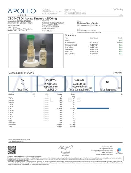 Tru Infusion MCT Based 2500mg CBD Tincture - Image 4